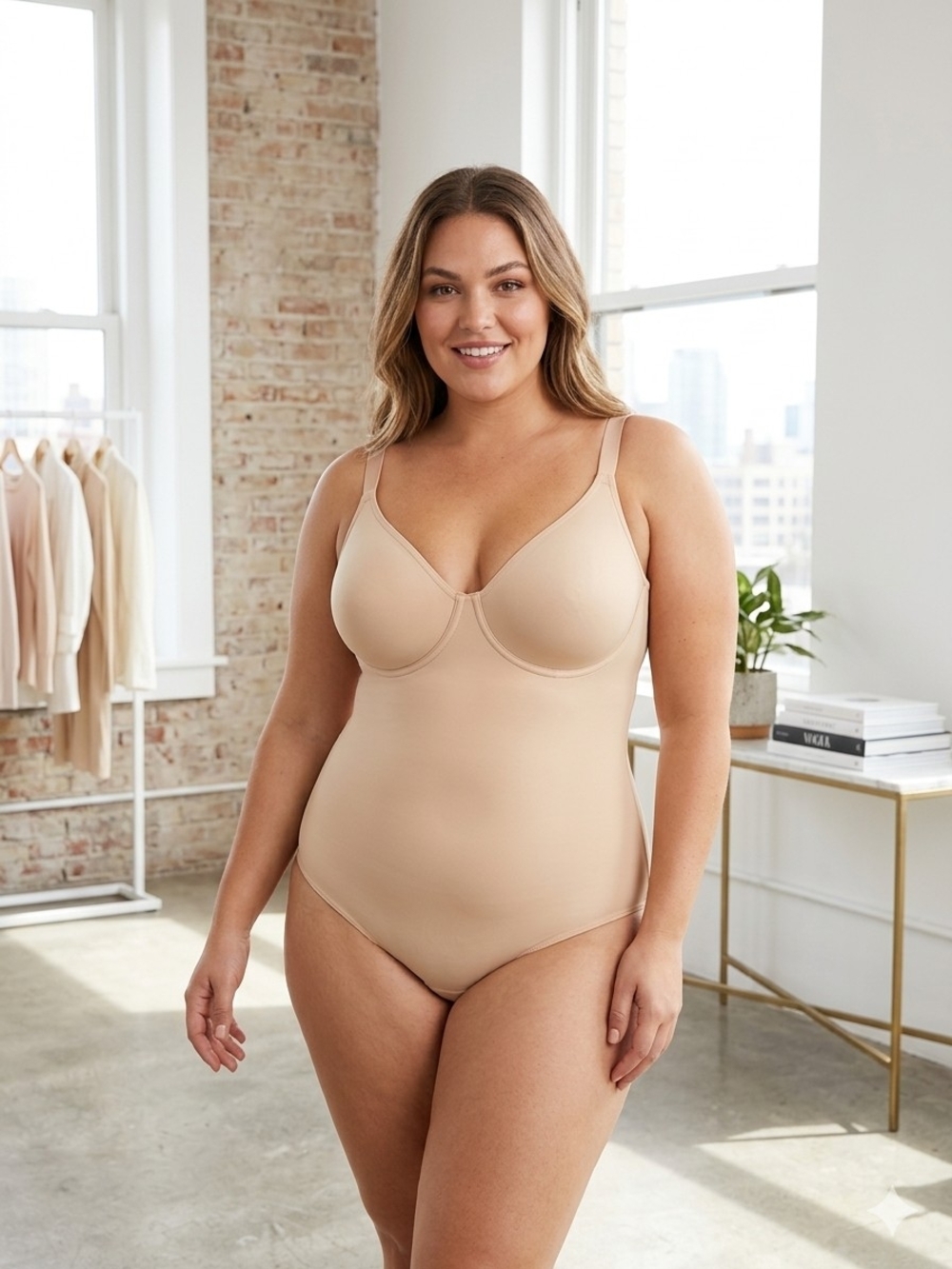 FeelinGirl NWT Nude/Beige Shaping Bodysuit with Underwire Support Sz 3XL